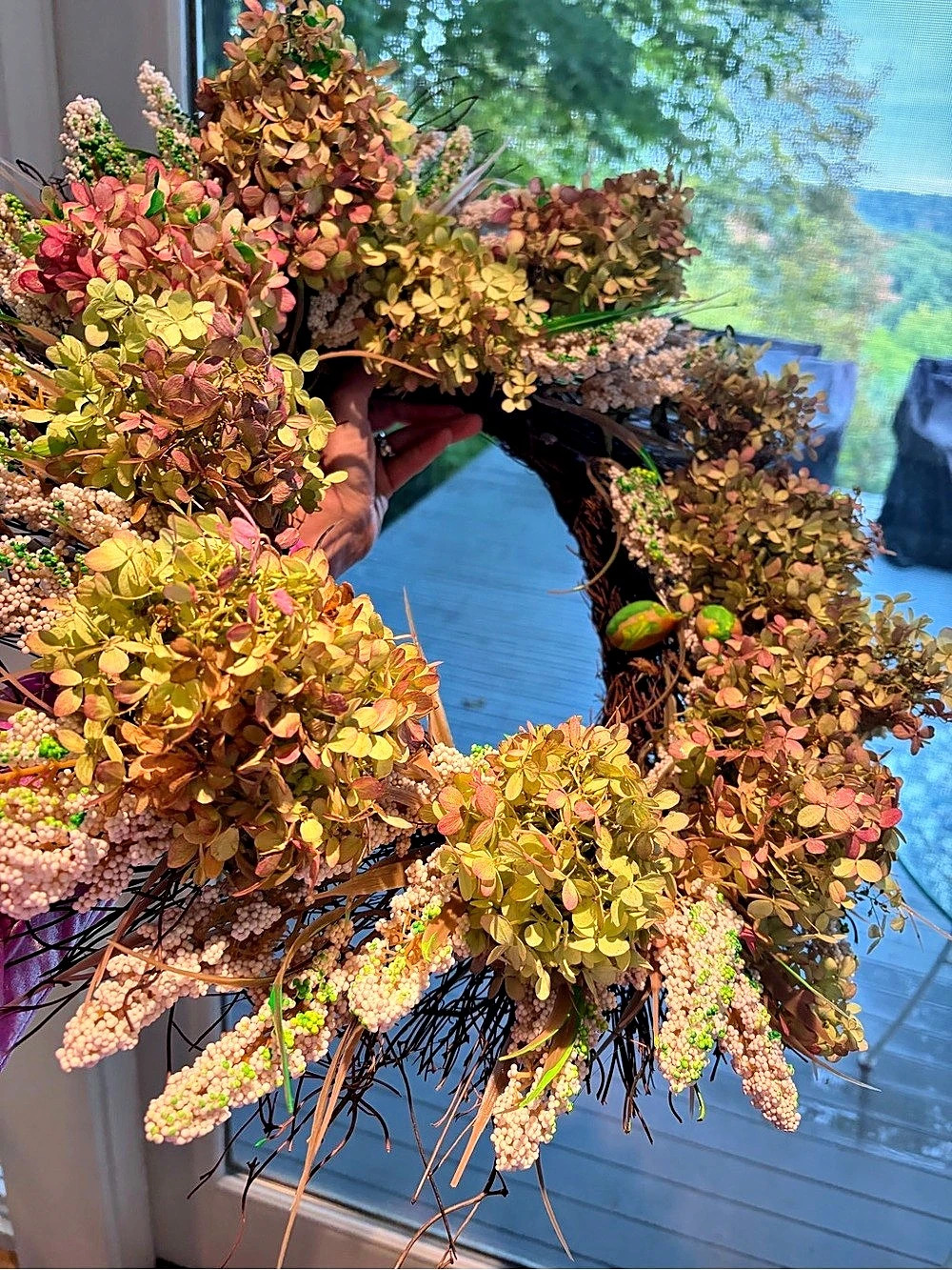 Floral Green & Pink Holiday Wreath